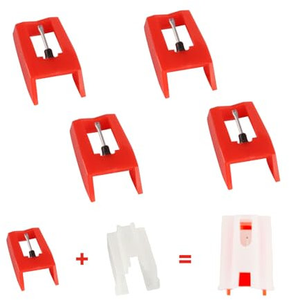 5 Stück Nadel Plattenspieler Nadeln, Ersatz Nadel für Plattenspielernadeln, Ersatzzubehör für Schallplattenspieler Nadel, Diamant Tonabnehmer Plattenspieler Vinyl Drehscheibe Nadel(Rot)