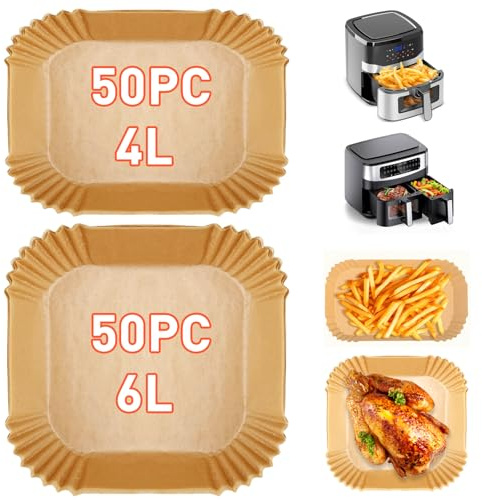 Gidgimo 100 pezzi di carta forno monouso per friggitrice ad aria a doppio cestello G230Ultra G230Max 10L, carta antiaderente resistente all’olio per friggitrice a doppia zona da 4-10L, Senza BPA