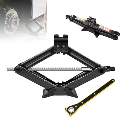 Notfall-Set Scherenwagenheber 2T mit Ratschenschlüssel – Leicht transportabel, max. Höhe 110-390cm – Ideal für Reifenwechsel & Reparaturen an PKW, SUV, MPV