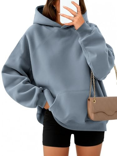 Timuspo Casual Sweatshirt Damen mit Kapuze Sport Langarm Kapuzenpullover Fleece Comfy Oversize Pullover Einfarbig Basic Sweatjacke