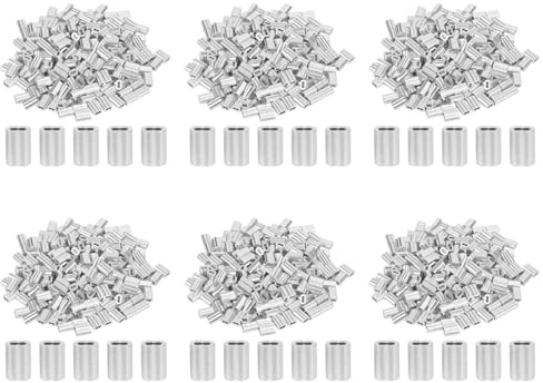 Rfeeuubft 1200 Piezas Juego de Casquillos de Cable de 1/16 de Pulgada de Bucle de Engaste de Aleación de Aluminio para Cable MetáLico