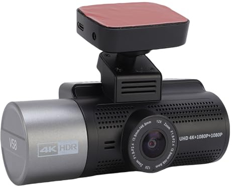 Tonysa Cámara de Tablero 4K 3 Canales, Frontal 4K + 1080p, Grabación de Bucle, 5 G de WiFi, GPS, 170 ° Gran Angular, Sensor G, Modo de Estacionamiento de 24 H (admite una Tarjeta 512GB)