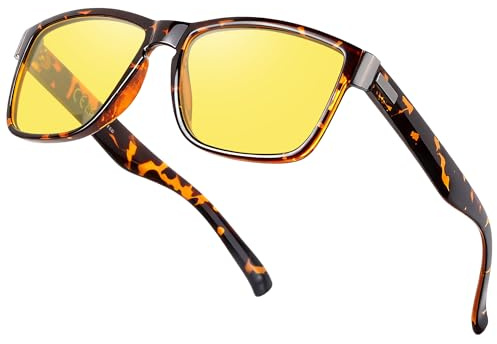 Opssaker Nachtsichtbrille für Autofahrer Polarisierte Nachtfahrbrille Herren Damen Sonnenbrille Gelbe Gläser Filtert Licht