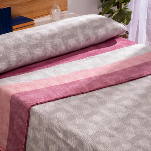 Acomoda Textil - Juego de Sábanas Coralina. Juego de Sábanas 3 Piezas de Invierno. Ropa de Cama Ajustable, Suave y Cálida Fácil Mantenimiento. (Senia Rosa, 135 cm)