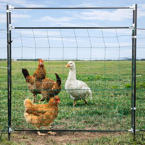 Leinuosen Electric Poultry Netting Gate, 50 H x 37 L Electric Chicken Fence Gate, Portable Poultry Nets Fence Kit for Chickens, Ducks, Turkeys, Sheep, Geese in Yard, Farms, Backyards, Garden