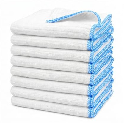 HOMESHOPA Ribbed Dish Cloths 35 x 35cm, 8 Pack Super Absorbent Cotton Rich Kitchen Cleaning Cloths, Soft & Thick Reusable Washing Up Cloths for Dishes, Counters & Surfaces, White Dishcloths