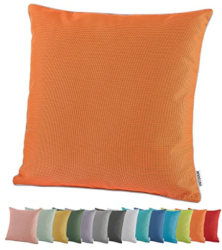 heimtexland Outdoor Dekokissen Lotus Effekt Gartenkissen Typ551 Orange | Lounge Outdoorkissen 45x45 wetterfest schmutz- und wasserabweisend Garten Kissen waschbar inkl. bequemer Füllung