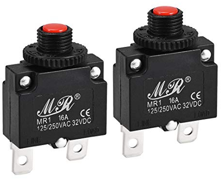 sourcing map Thermoschutzschalter Drucktaster 125 / 250V AC 16A | Überlastschutzschalter, Mit manueller Rückstellung