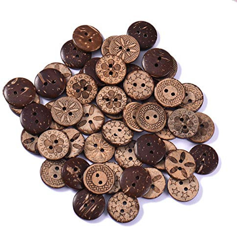 Holzknöpfe Kokosknöpfe Knöpfe Scrapbooking Kinder Kleidung Deko Basteln Nähen Handarbeit-Lieblingsladen 18mm