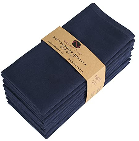 NATURALCRAFT Cloth Napkins Set of 12 Cotton Linen 18x18 Inch - Soft Durable Easter Washable - Ideal for Hotel Farmhouse Party Spring Summer Easter - Perfect Everyday Use - Navy Blue