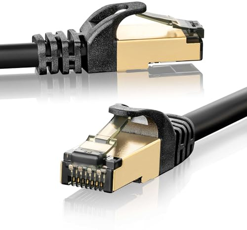 SEBSON LAN Kabel Außen 50m CAT7 rund, Netzwerkkabel 10 Gbit/s - wasserdicht UV-beständig IP67 - RJ45 Stecker für Router, PC, TV - Ethernet Kabel S-STP abgeschirmt