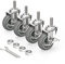 HOLKIE Lenkrollen 75mm (3 Zoll) mit Bremsen Möbelrollen Transportrollen, M12 x 1,75 x 30mm (Schaftdurchmesser 12mm, Schaftlänge 30mm) Schwerlastrollen Gummirollen 4er Set Rollen für Möbel Grau