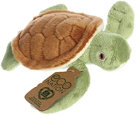 Aurora, 35089, Eco Nation Mini Schildkröte, 13cm, Eco-Friendly Plüschtier, Braun & Grün