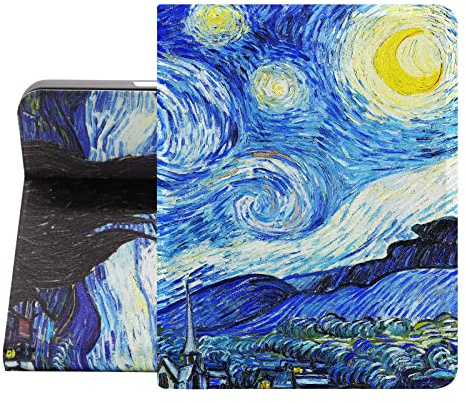 Berkin Arts para iPad Air 11 Pulgadas 2025(M3)/2024(M2) para iPad Air 5ª Gen(2022)/4ª Gen(2020) 10.9 Pulgada Estuche de Folio de Cuero Post impresionismo Azul Ligero(Van Gogh - La Noche Estrellada)