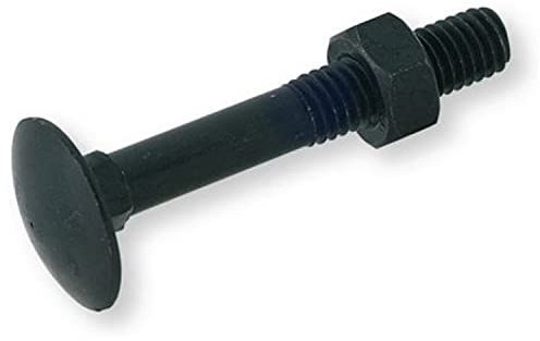 LENNIE, Boulon Tête ronde collet carré TRCC, Zingué noir, Ø6x45, Boulons TRCC avec écrous 6 pans, Tête ronde collet carré, En acier zingué, Norme DIN 603, Boite de 100