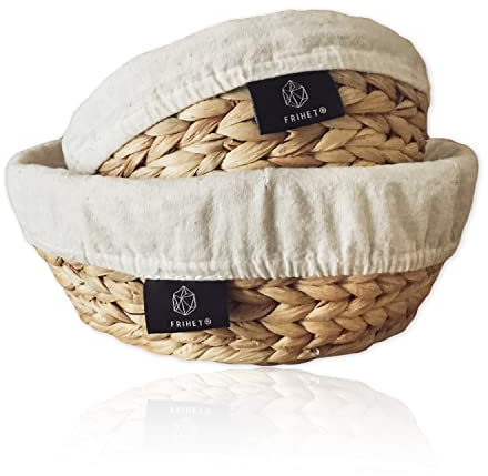 FRIHET Brotkorb Obstkorb geflochten Wasserhyazinthe 2er Set