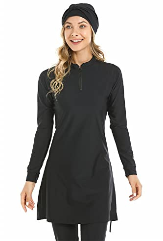 ShuoBeiter Burkini Badeanzüge für Damen Bescheidene Bademode Islamischer Langarm Badeanzug Vollständiger Hijab(4XL,S6)