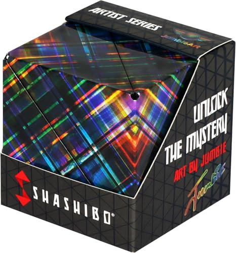 Shashibo Cubo Transformable - Cubo Antiestrés Patentado y Galardonado con 36 Imanes de Tierras Raras - Se Transforma en Más de 100 Formas (Disco Plaid)