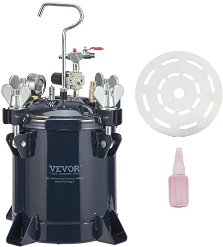 VEVOR Réservoir de Peinture sous Pression 10 L Pot de Pression de Peinture Entrée d’Air 6,4 mm Sortie 9,5 mm Système de Pulvérisation de Peinture Réglable 70 PSI Étanche pour Décoration Intérieure