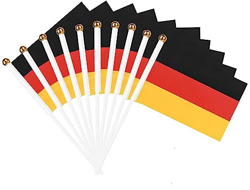 20 Stück Klein Deutschland Flagge Deutsche Mini Handgehaltene (28 x 20 cm) - Germany National Flag für Paraden, Karneval, Festival Feiern, Party, FIFA Dekor