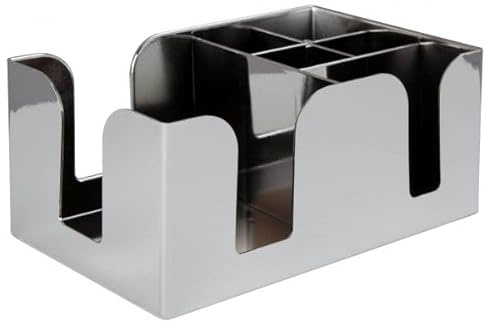 Plastic Classic Bar Caddy with Chrome Finish - Organize Your Barware in Style!, Bar Storage, Bar Organiser, Bar Condiment Caddy, Napkin Holder, Straw Holder Chabrias Ltd