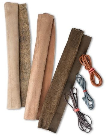 Angus Stoke Set da 15 pezzi con piastre in vera pelle e cinghie in vera pelle per lavori in pelle, set da 15 pezzi