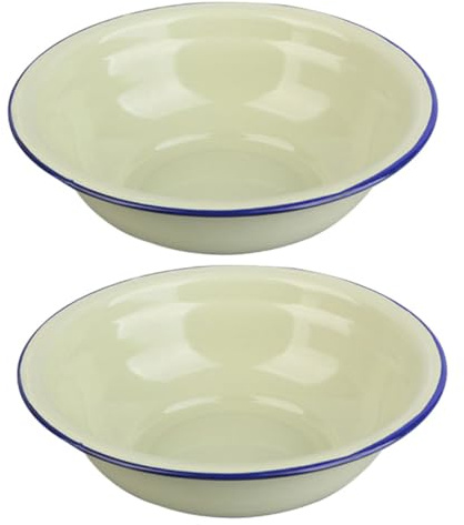 PRETYZOOM 2 Piezas Cuenco Esmaltado Nostálgico Cuenca China Lavabo Esmaltado Plato De Pasta Platos Llanos os Lavabo Metalico o 28c Espaguetis Nostalgia Esmalte