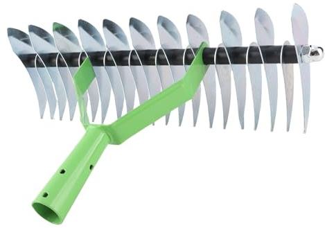 Thatch Rake, Multifunktion Ale Rasen Rechen aus Edelstahl mit Gebogenen Stahls Pitzen Zähnen, 12,8x9,45x4,84 in Einfach zu Bedienen Garten Rake Garten Bedarf für Blätter Zum