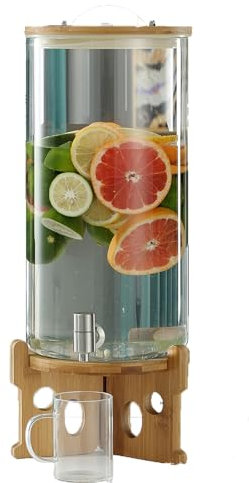 Dispensador De Bebidas De Vidrio,Garrafa Con Grifo,Dispensador De Jugo,Adecuado Para Potable Al Aire Libre, Leche, Fiestas En La Piscina Y Eventos Sociale,Silver faucet,11l