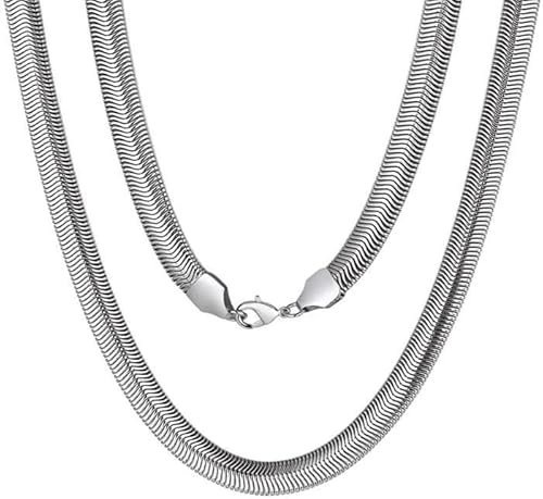 Gicko Schlangenkette Silber 925 Flach - Stärke 6mm - In Verschiedenen Längen, Damenkette & Herrenkette - Unisex (60)