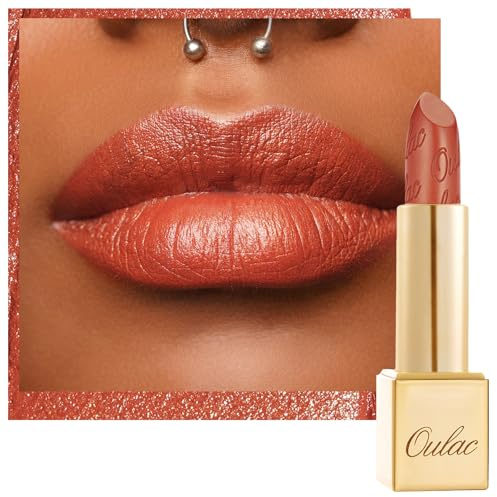 Oulac Pintalabios Mate Naranja, Efecto Brillo Metálico, Barras de Labios de Larga Duración, Alta Pigmentación, Hidratación y Confort Para los Labios, Vegana, 4,3g GM07 Outrageous