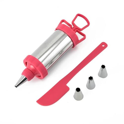 LXHZSY Siringa per Dolci Cake Decorating Set with Scraper Cream Nozzle Airbrush Cookie Cutter Pastry Desserts Baking Tool Kitchen Accessories(Red)