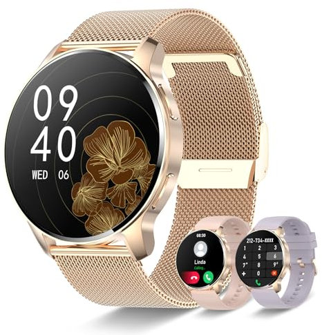 Montre intelligente pour femme, appel Bluetooth et réponse, montre numérique pour femme, avec sommeil, fréquence cardiaque, 20 sports, montre de fitness, chronomètre et podomètre, étanche, montre