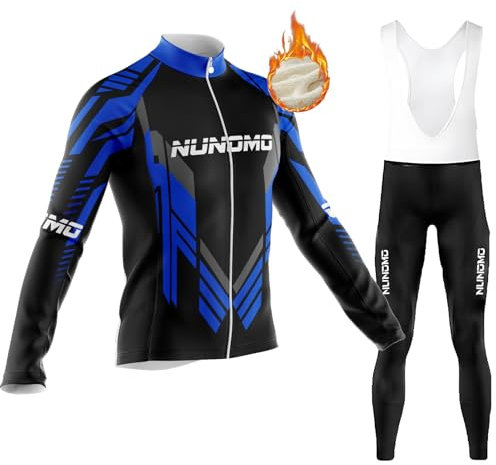 Herren-Winter-Fahrradanzug, Thermo-Kleidungs-Set,Thermo Vlies langärmelig, warmes Jersey, FahrradfahrenHose mit 9D Gel Sitzpolsterfür Herbst/Winter (Type-9,5XL)