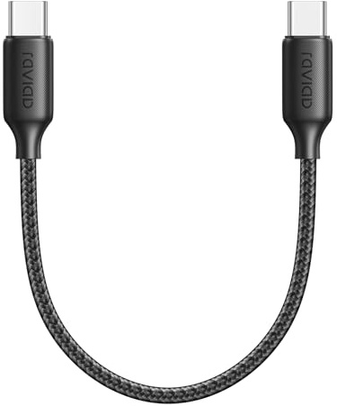 RAVIAD USB C Kabel 100W [0.3M] PD3.0 Schnellladekabel USB C auf USB C Nylon | Geflochten QC3.0 Ladekabel USBC Ladegerät für iPhone 16 15 Pro SamsungGalaxy S24 S23 S22 Pixel 7 iPadPro MacBookAir Tablets
