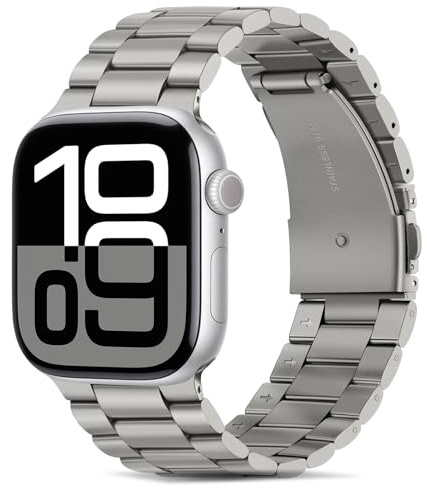 Tasikar Compatible con Correa Apple Watch 49mm 46mm 45mm 44mm 42mm Metal de Acero Inoxidable Correas para Apple Watch Ultra 3 2 1 Series 11 10 9 8 7 6 5 4 3 2 1 SE, Titanio