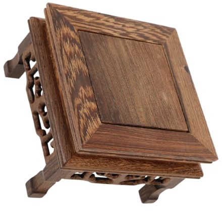 LIFKICH Wooden Display Stand for Indoor Plants Flowerpot Pedestal Chinese Chicken Wing Wood Base Small Rectangle Solid Wood Riser for Vase Buddha Statue