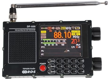 RANRAO DP666 Kurzwellenradio RDS, TEF6686 Hochempfindliches Radio, Vollband-FMM, AM, FM (schwarz)