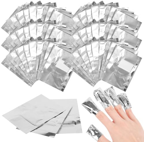 500 Pièces Papillotes en Aluminium Vernis à Ongles Enlever, Papillotes en Aluminium, Feuille d'aluminium pour Retirer À Ongles Gel Ongle, avec 1 Pièce pour Poussoir à Cuticules