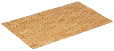 Relaxdays Badematte Bambus, 70 x 42 cm, faltbar, rutschfest, Bambusmatte für Badewanne, Dusche, Sauna, Badteppich, Natur
