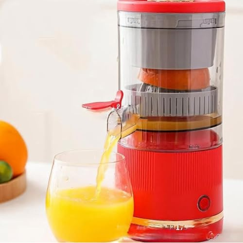 WOSLXM 2025 Upgraded Automatic Separation Juicer, Rechargeable Juicer Machine Vegetable and Fruit, Orange Lemon Grapefruit Juicer Squeezer, Easy to Clean Juice Maker (Red,7.4V)