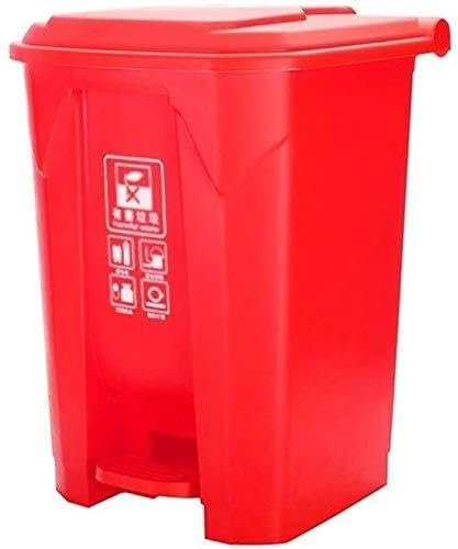 Poubelle de restaurant de 50 litres, à fonctionnement au pied, plusieurs options de couleur, poubelle de tri des déchets de rue pour une gestion efficace des déchets (rouge)
