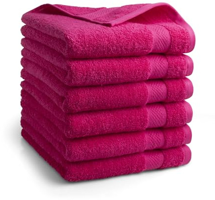 DoubleDry Premium Handtücher Set - 6 Stück 50 X 100 cm Baumwolle - 500 g/m² - Weich & Saugstark - Handtuch Badetuch badehandtücher für Bad und Dusche (Rosa)
