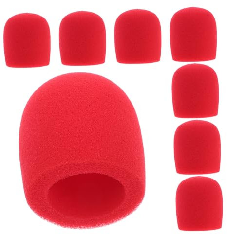 Milisten 8piezas Cubierta De Micrófono De Mano Protector Antiviento De Espuma Para Ktv Karaoke Estudio De Grabación Color Rojo