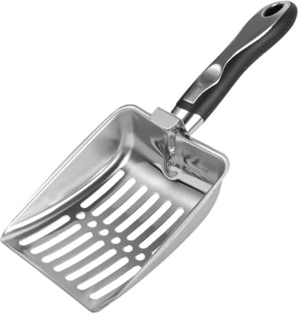 Pala para para Gatos, Pala de Acero Inoxidable con colador Resistente, Resistente Bandeja de con Mango Largo para hogares y Apartamentos multigatos