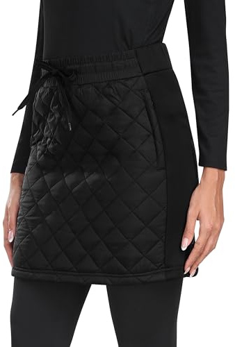 MoFiz Winterrock Thermo Outdoor Sportrock Wasserdicht Golf Rock Leichter Daunenstoff für Komfort Activewear Röcke Schwarz-B EU M