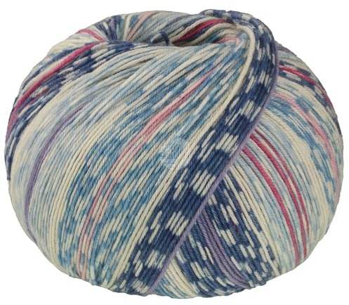 MEILENWEIT 100g Cashmere Mezzo 4206 - Dunkelblau/Pink/Ecru/Himmelblau/Rosa/Hellblau/Lila