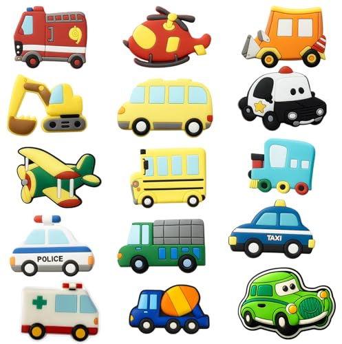 15PCS Fridge Magnets for Kids, 15PCS Vehicle Refrigerator Magnets, Educational Learning Toys for Toddlers, Ideal for Home Schooling and Classroom Teaching, Includes Various Transport Designs