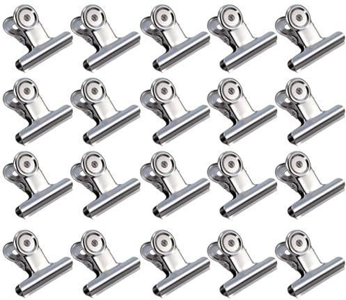 Große Metall Scharnier Clips, 20 Stück 2 Zoll Silber Bulldogge Scharnier-Klammern mit Loch zum Aufhängen, starke Büroklammern für Papier, Fotos, Rezepte, Geldscheine, Büro, Schule, Zuhause