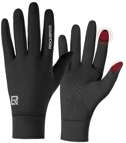ROCKBROS Fahrradhandschuhe Touchscreen mit Fleece für Herren & Damen | Rutschfeste Laufhandschuhe, weich, leicht und flexibel für Radfahren, Pendeln, Wandern und Outdoor